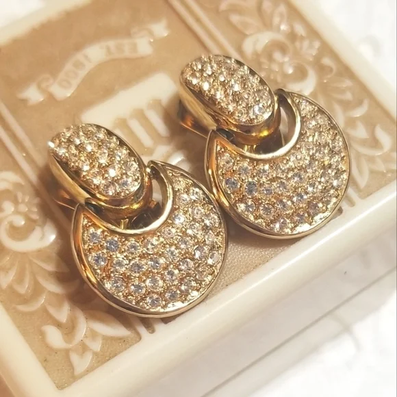 Christian Dior Vintage Door Knocker Crystal Earrings - Picture 4 of 6